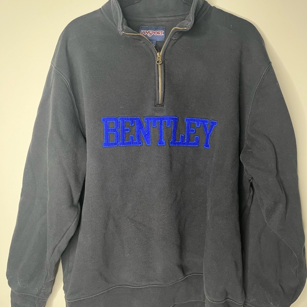 Jansport Black Half-Zip with Blue Bentley Embroidery